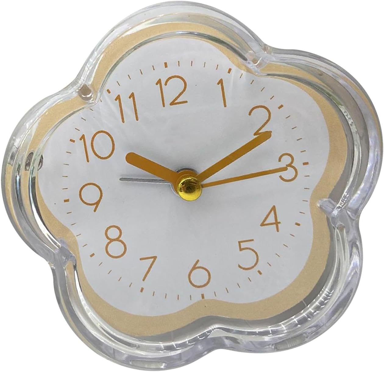 Bedroom Alarm Clock, Cute Flower Battery Operated Analog Alarm ABS Silent Non Ticking Small Desk Clock for Bedroom Nightstand Home Decor (Yellow)