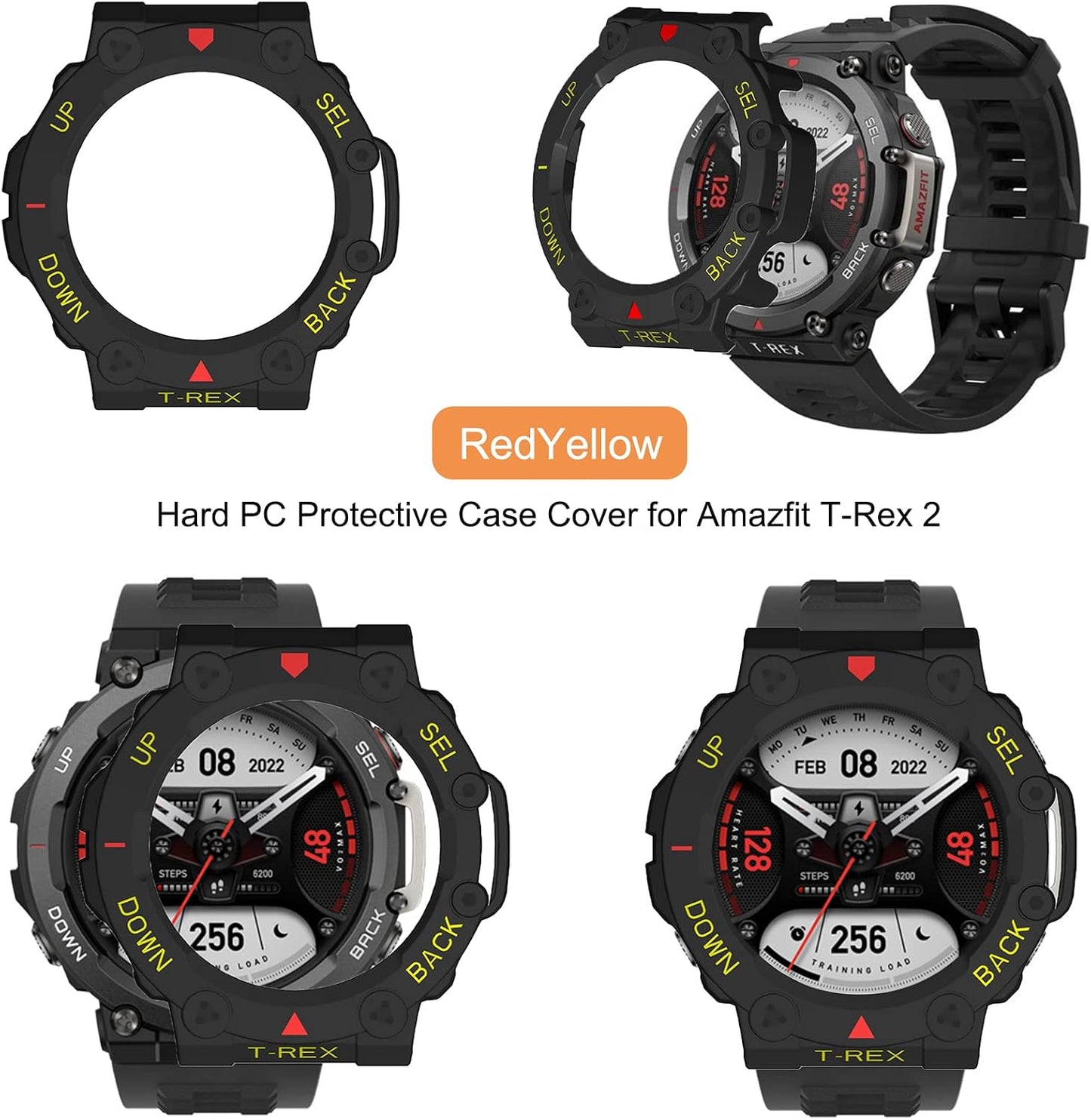 Band with Case for Amazfit T-Rex 2 Watch, Hard PC Protective Bumper Cover Replacement Silicone Watch Strap for Amazfit T Rex 2 Smartwatch Accessory