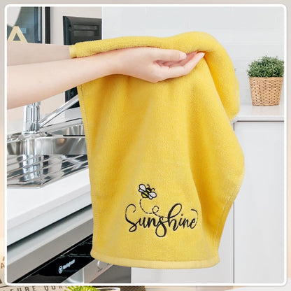 Sunshine Flowers Hand Towels Set of 2 Embroidered Decorative Dish Towels 13.7 x 29.5 Inch Yellow Bathroom Decor Spring Summer Absorbent Towels for Bathroom Kitchen