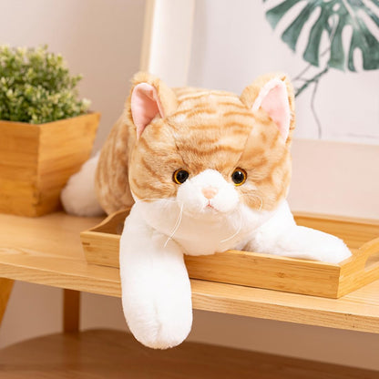 19.7 Inches Realistic Cat Stuffed Animal – Yellow Soft Plush Kitty Toy for Kids and Girlfriend, Cute Cat Plush for Birthday Gift