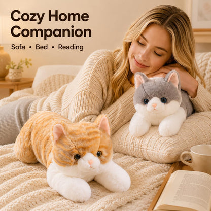 19.7 Inches Realistic Cat Stuffed Animal – Yellow Soft Plush Kitty Toy for Kids and Girlfriend, Cute Cat Plush for Birthday Gift