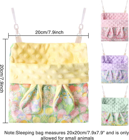 Sugar Gliders Sleeping Pouch Velvet Hanging Hammocks Bed Carrier Bag with Strap for Small Pet Hamsters Rat Ferret Squirrels Marmosets Guinea Pig (Yellow)
