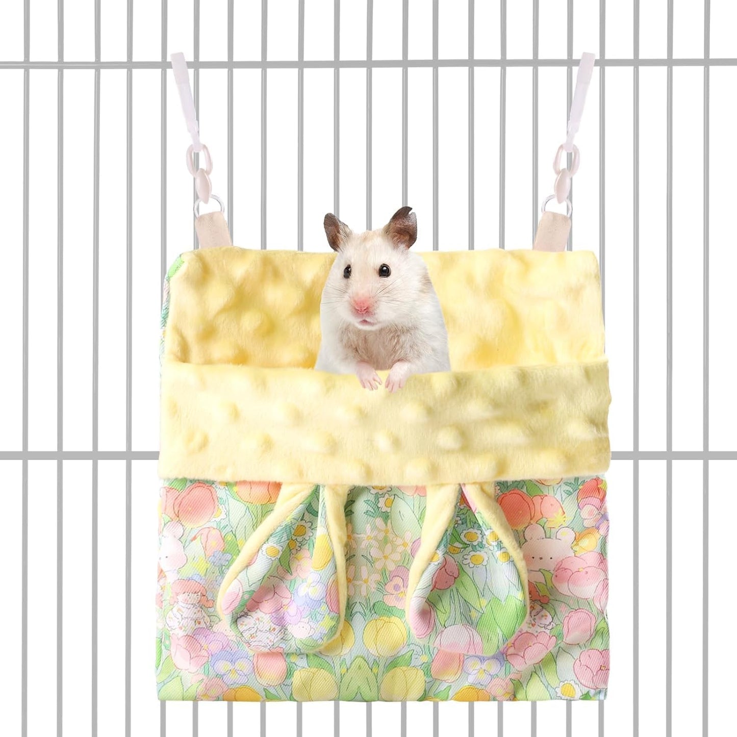 Sugar Gliders Sleeping Pouch Velvet Hanging Hammocks Bed Carrier Bag with Strap for Small Pet Hamsters Rat Ferret Squirrels Marmosets Guinea Pig (Yellow)