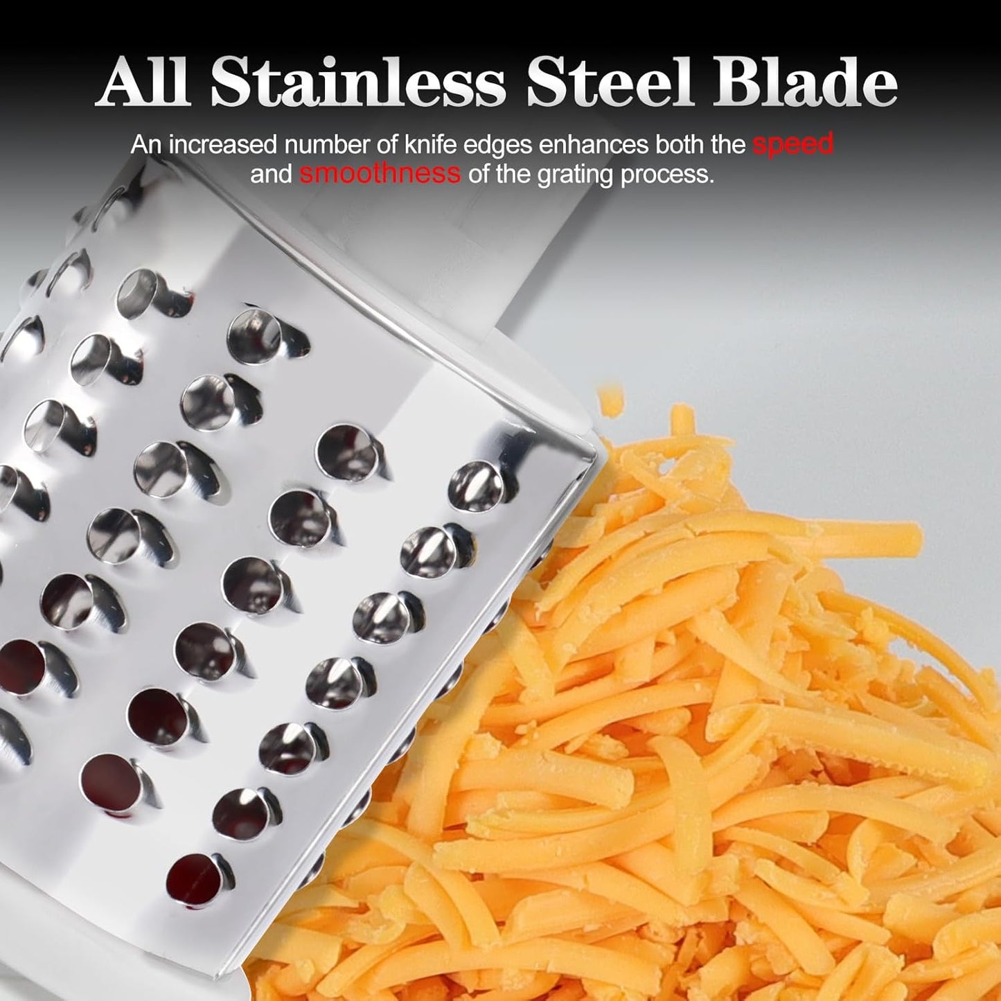 Rotary Cheese Grater Hand Crank, Kitchen Shredder Speed Mandolin Slicer Nut Grinder with Handle and Drum Blades for Cheese, Vegetable, Walnut, Chocolate, Potato, Carrot, 3 Blades, Yellow