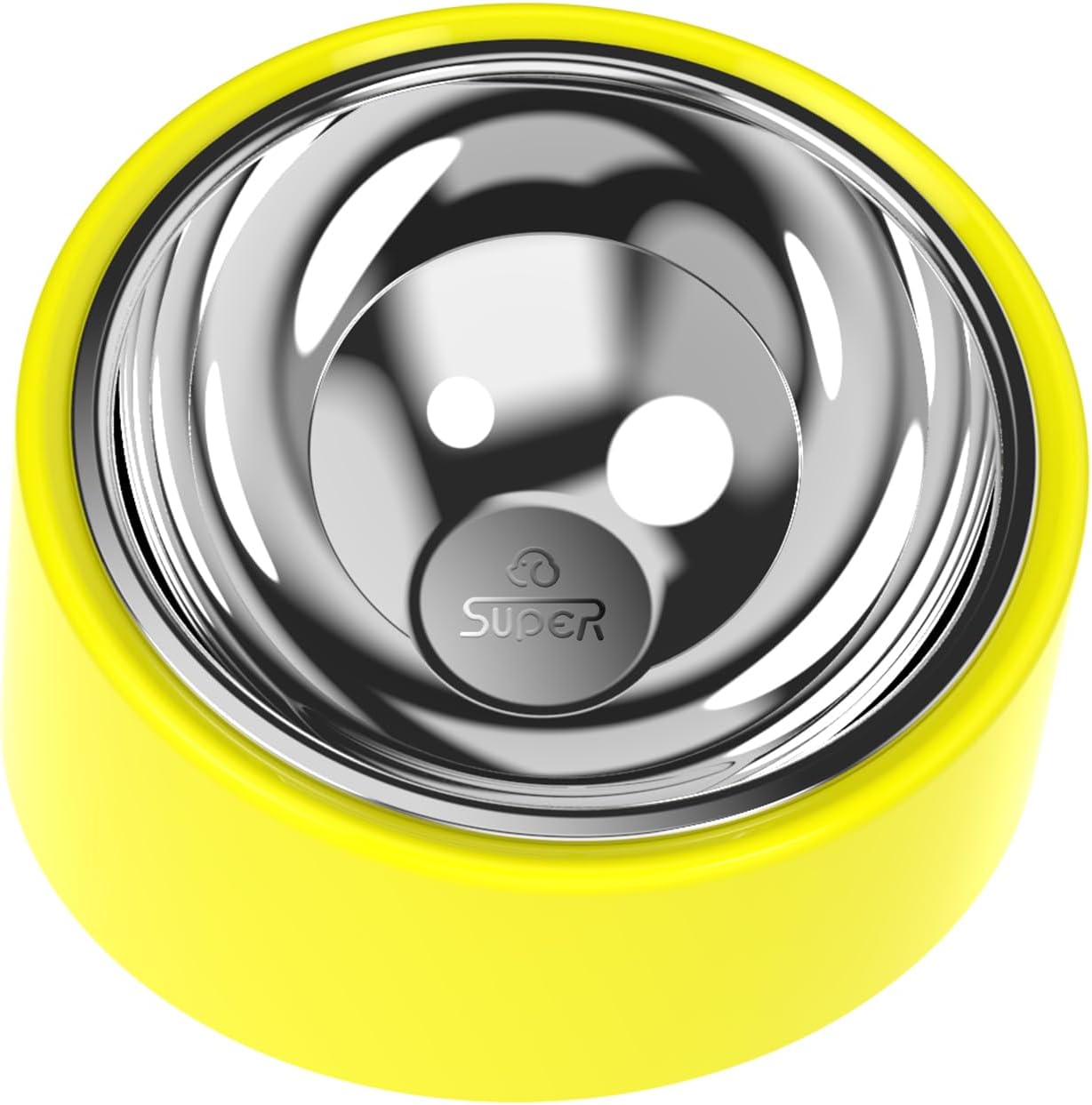 Slanted Dog Bowl Slow Feeder, 15° Tilted Elevated Raised Food Water Dish, Anti-Choke Anti-Gulping for Cats Dogs, Non-Spill Weighted Base, for Medium Dogs Standard Pets, Yellow