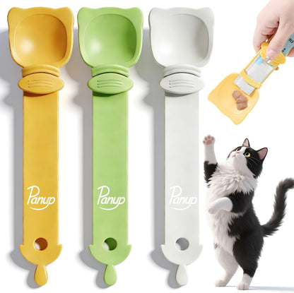 Cat Strip Feeder - 3 Colors Cat Stripe Squeeze Spoon, Treat Feeding Wet Spoons, Cat Food Treat Spoon Dispenser for Pet, White, Green, Yellow