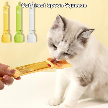 Cat Strip Feeder - 3 Colors Cat Stripe Squeeze Spoon, Treat Feeding Wet Spoons, Cat Food Treat Spoon Dispenser for Pet, White, Green, Yellow
