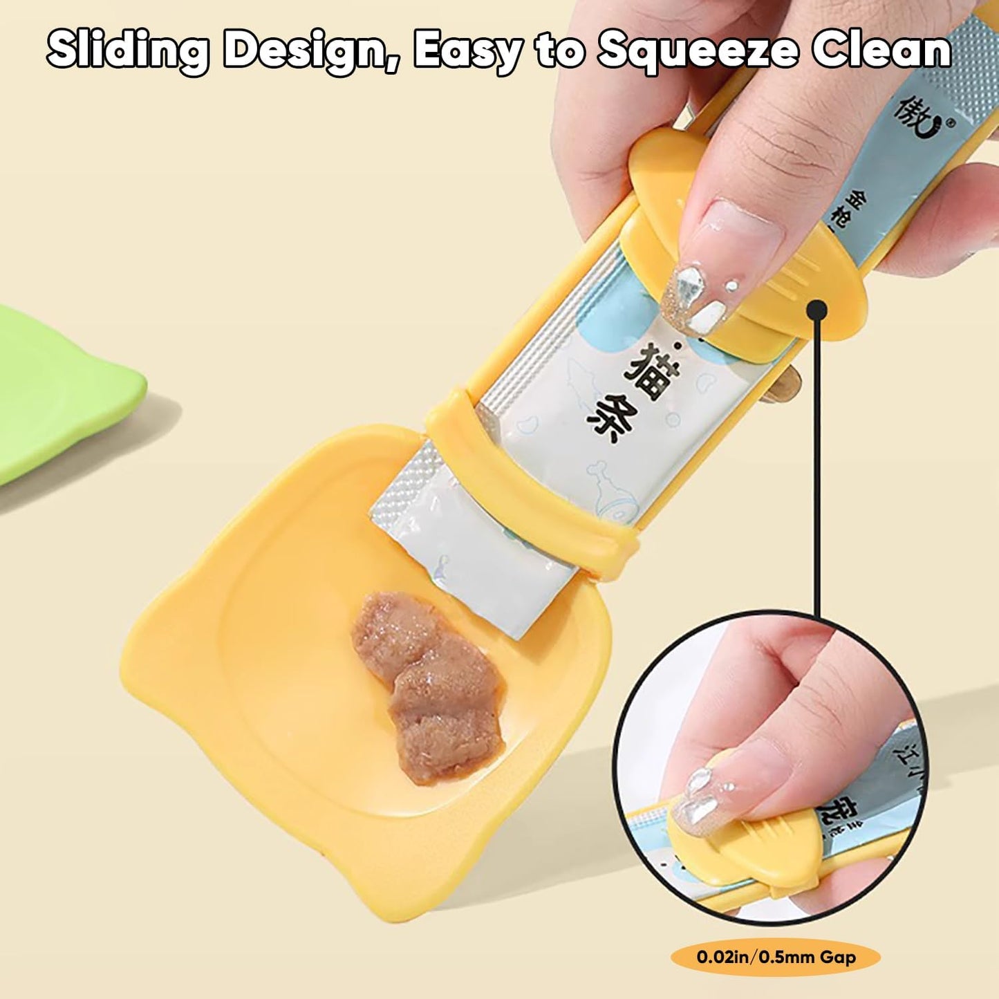 Cat Strip Feeder - 3 Colors Cat Stripe Squeeze Spoon, Treat Feeding Wet Spoons, Cat Food Treat Spoon Dispenser for Pet, White, Green, Yellow
