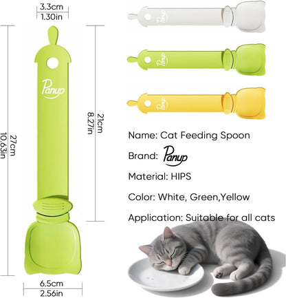 Cat Strip Feeder - 3 Colors Cat Stripe Squeeze Spoon, Treat Feeding Wet Spoons, Cat Food Treat Spoon Dispenser for Pet, White, Green, Yellow