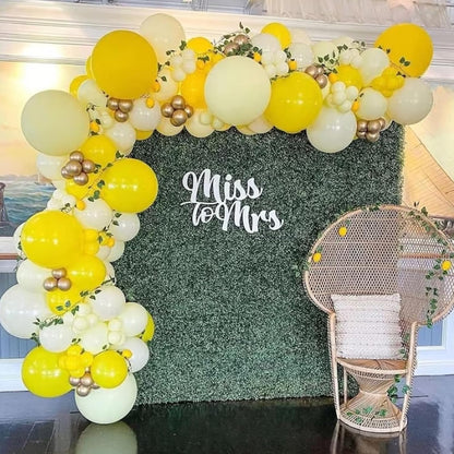 Yellow Balloon Garland Arch, 115 PCS Yellow White Balloon Arch Kit with Gold White Latex Balloon for Lemon Boho Sunshine Daisy Honeybee Theme Birthday Baby Shower Party Decoration