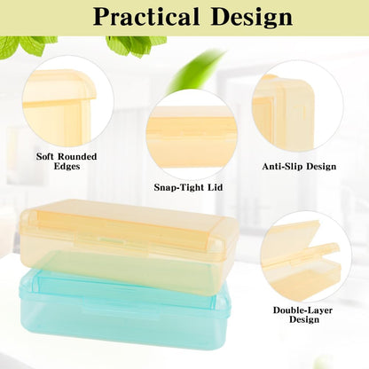 Pencil Case Box, Yellow Double Layer Large Capacity Plastic Pencil Boxs, Clear Hard Pen Case with Snap-tight Lid,Storage Art Craft Box Marker Organizer for Kids Boys Girls Offices School Supplies