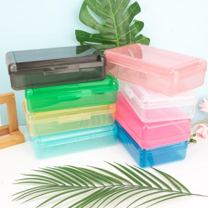 Pencil Case Box, Yellow Double Layer Large Capacity Plastic Pencil Boxs, Clear Hard Pen Case with Snap-tight Lid,Storage Art Craft Box Marker Organizer for Kids Boys Girls Offices School Supplies