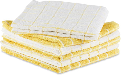 Basic Terry Collection Windowpane Dishcloth Set, 12x12, Yellow, 6 Piece