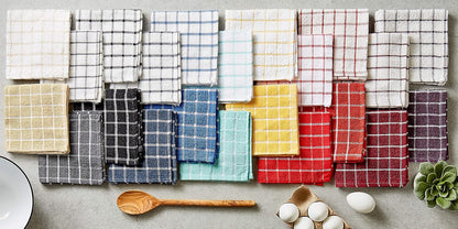 Basic Terry Collection Windowpane Dishcloth Set, 12x12, Yellow, 6 Piece
