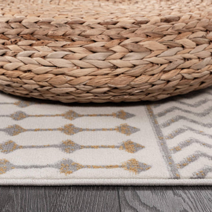 CAMILSON Boho Moroccan Yellow Oval Rug Geometric Diamond 5x7 Area Rugs for Living Room Bedroom Kitchen Modern Bohemian Soft Stain Resistant Non-Shedding Indoor Carpet (5 x 7 Yellow and Cream)