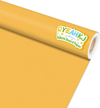 Golden Sun Yellow Bulletin Board Paper Roll Yellow Bulletin Board Background Paper Back to School Classroom Decor Poster for Art Craft DIY Projects Home Office Classroom Party Supplies 17.7in x 20ft