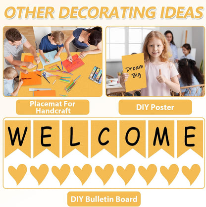 Golden Sun Yellow Bulletin Board Paper Roll Yellow Bulletin Board Background Paper Back to School Classroom Decor Poster for Art Craft DIY Projects Home Office Classroom Party Supplies 17.7in x 20ft
