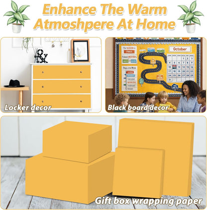 Golden Sun Yellow Bulletin Board Paper Roll Yellow Bulletin Board Background Paper Back to School Classroom Decor Poster for Art Craft DIY Projects Home Office Classroom Party Supplies 17.7in x 20ft