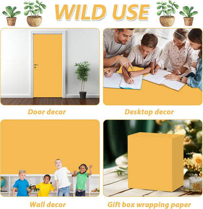 Golden Sun Yellow Bulletin Board Paper Roll Yellow Bulletin Board Background Paper Back to School Classroom Decor Poster for Art Craft DIY Projects Home Office Classroom Party Supplies 17.7in x 20ft