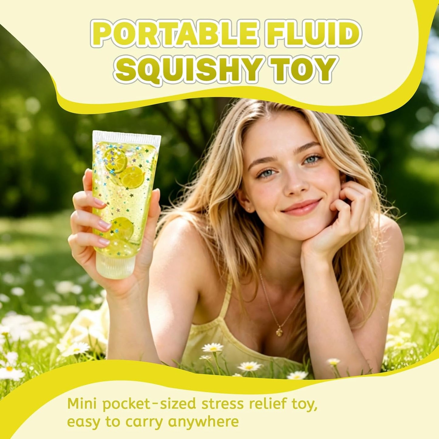 Toothpaste Squishy Toy, Slow Rising Squeeze Stress Relief Fidget(Yellow)