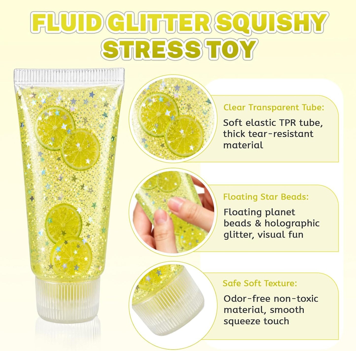 Toothpaste Squishy Toy, Slow Rising Squeeze Stress Relief Fidget(Yellow)