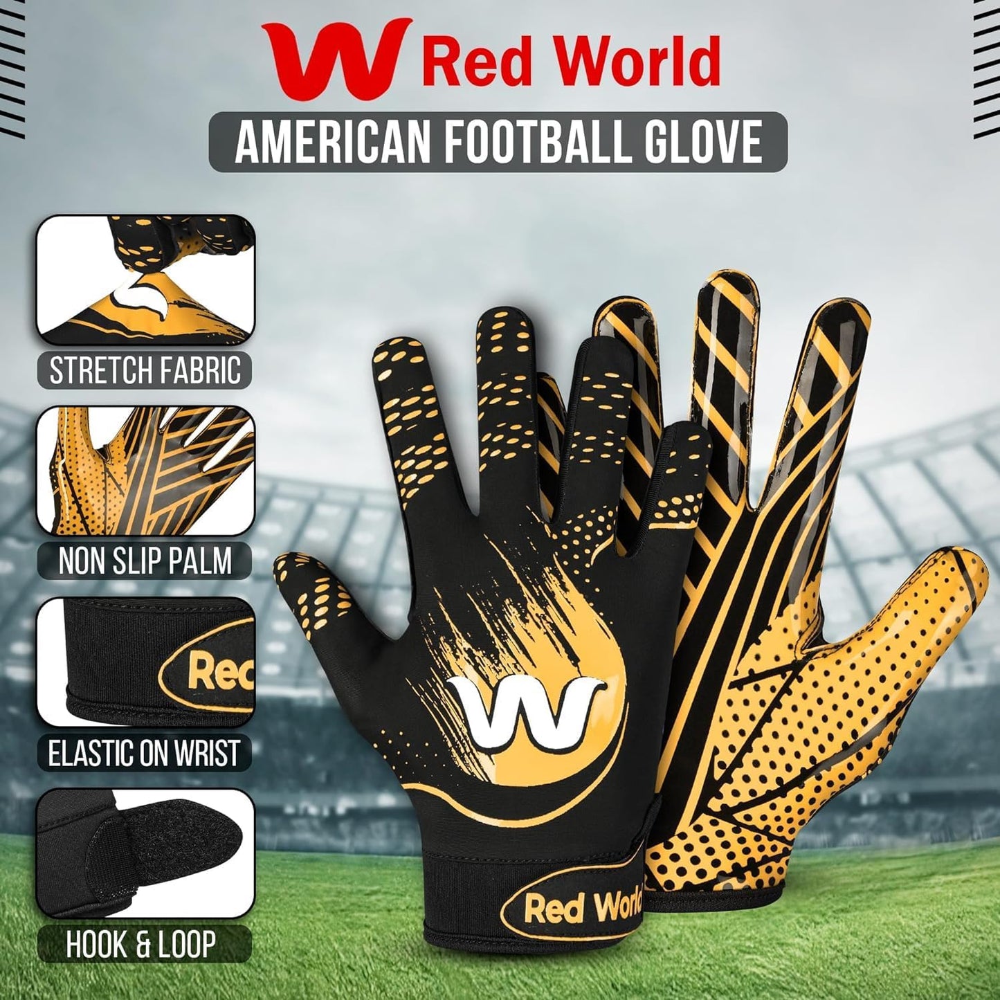 Football Gloves for Youth and Adult, Sticky Receiver Gloves for Boys and Men, Enhanced Performance for Youth and Adult Football Game.