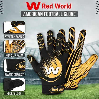 Football Gloves for Youth and Adult, Sticky Receiver Gloves for Boys and Men, Enhanced Performance for Youth and Adult Football Game.