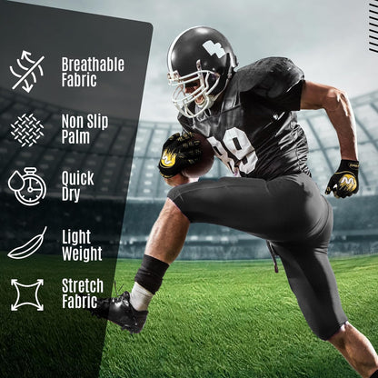 Football Gloves for Youth and Adult, Sticky Receiver Gloves for Boys and Men, Enhanced Performance for Youth and Adult Football Game.