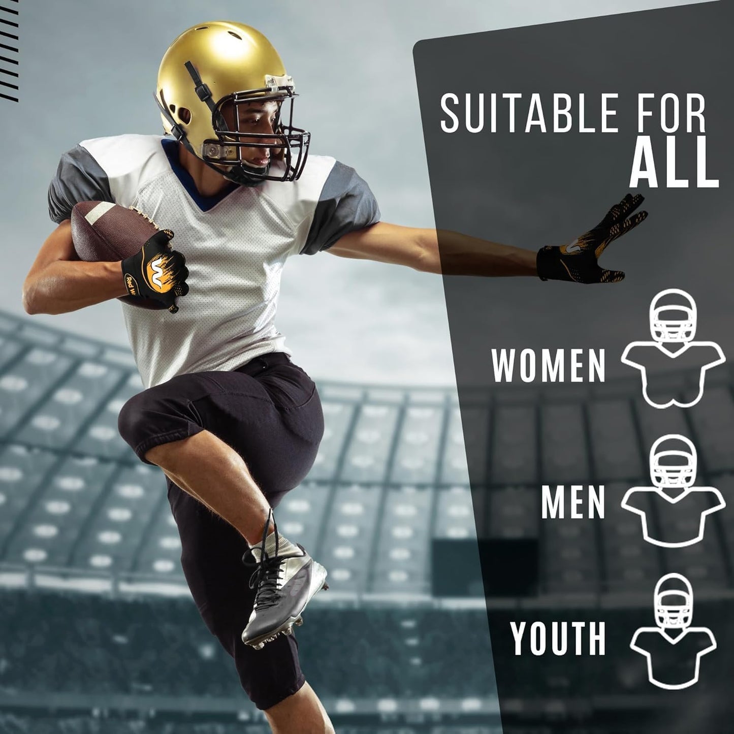 Football Gloves for Youth and Adult, Sticky Receiver Gloves for Boys and Men, Enhanced Performance for Youth and Adult Football Game.