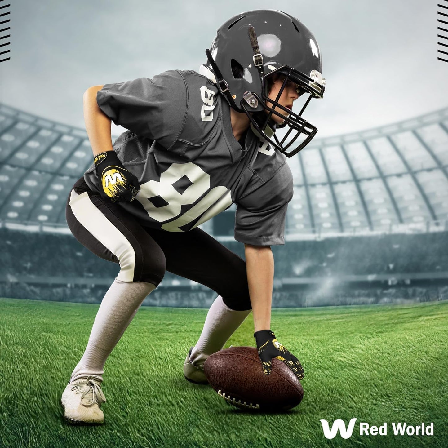 Football Gloves for Youth and Adult, Sticky Receiver Gloves for Boys and Men, Enhanced Performance for Youth and Adult Football Game.