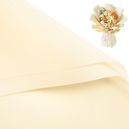 20 Sheets Flower Wrapping Paper - 22.4 x 22.4 inch Pure Cream Yellow Color Water-Resistant Floral Bouquet Wrapping Paper, Florist Supplies Packaging for Fall Wedding Birthday Gift DIY