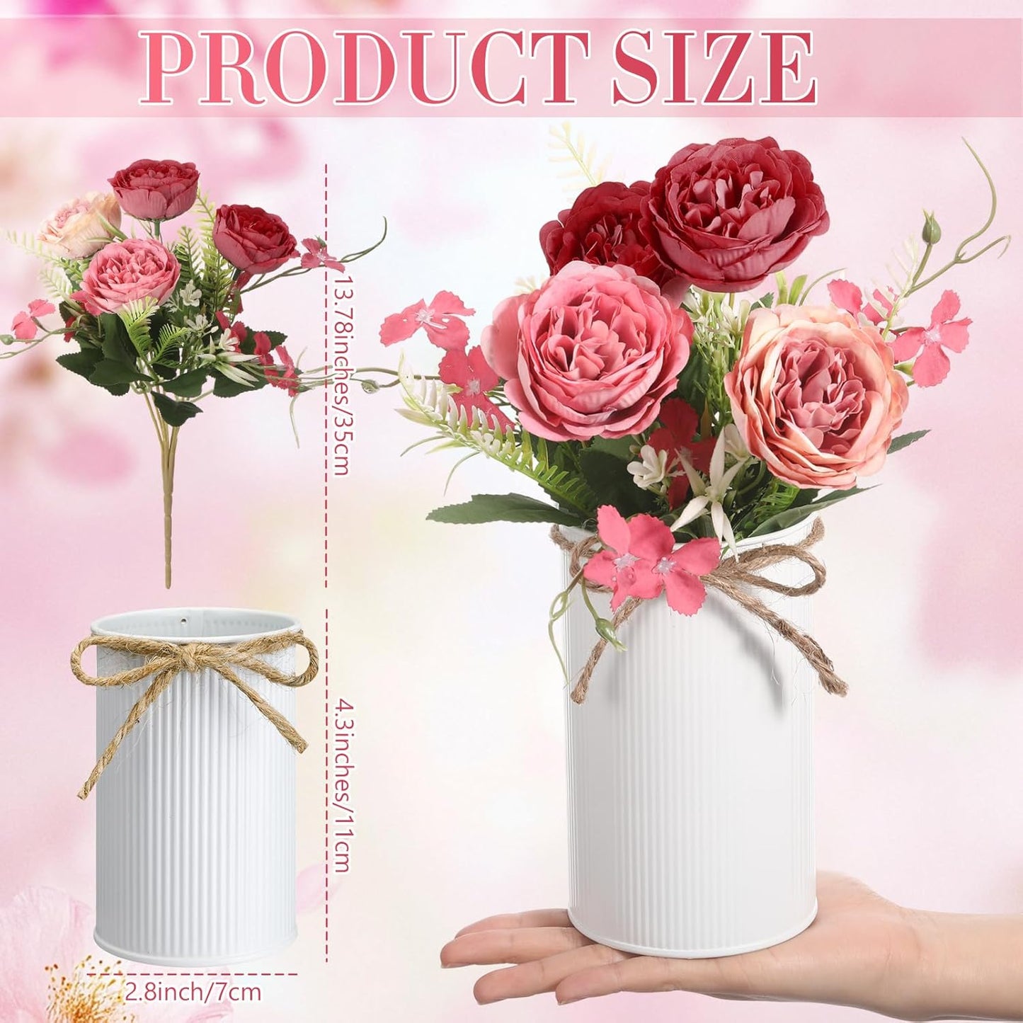 6 Sets Wedding Centerpiece for Table Decoration Yellow Artificial Fake Rose Flower with Metal Vase Faux Silk Rose Bouquet Floral Arrangement for Bridal Shower Home Dining