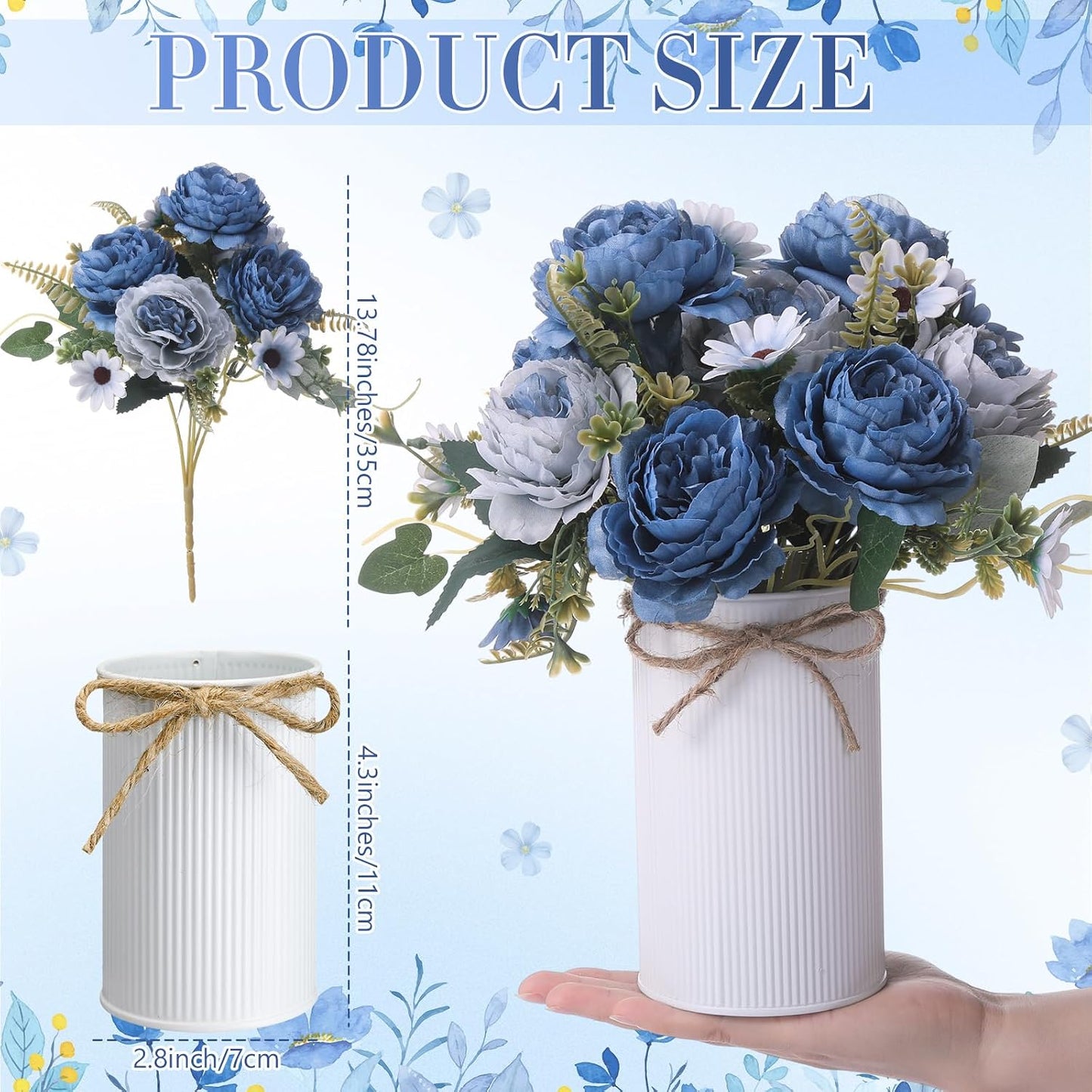 6 Sets Wedding Centerpiece for Table Decoration Yellow Artificial Fake Rose Flower with Metal Vase Faux Silk Rose Bouquet Floral Arrangement for Bridal Shower Home Dining