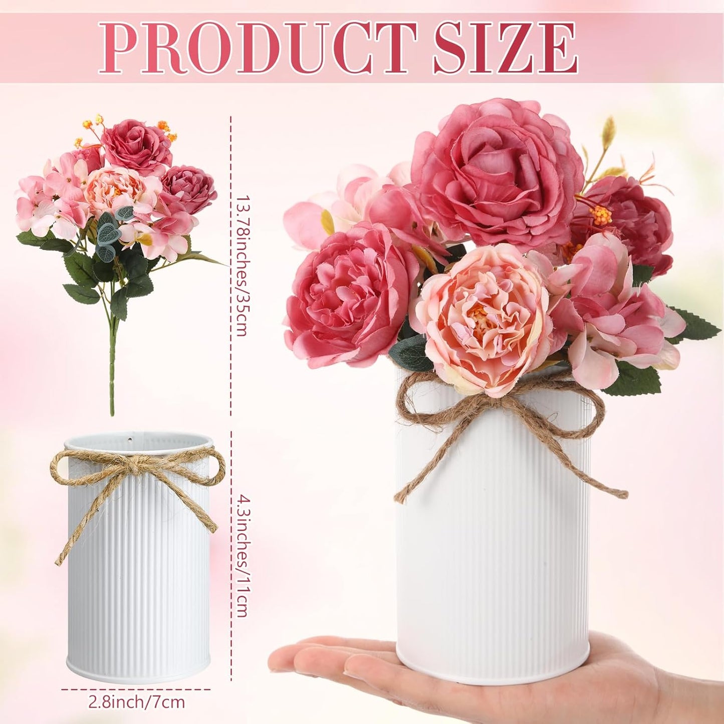 6 Sets Wedding Centerpiece for Table Decoration Yellow Artificial Fake Rose Flower with Metal Vase Faux Silk Rose Bouquet Floral Arrangement for Bridal Shower Home Dining