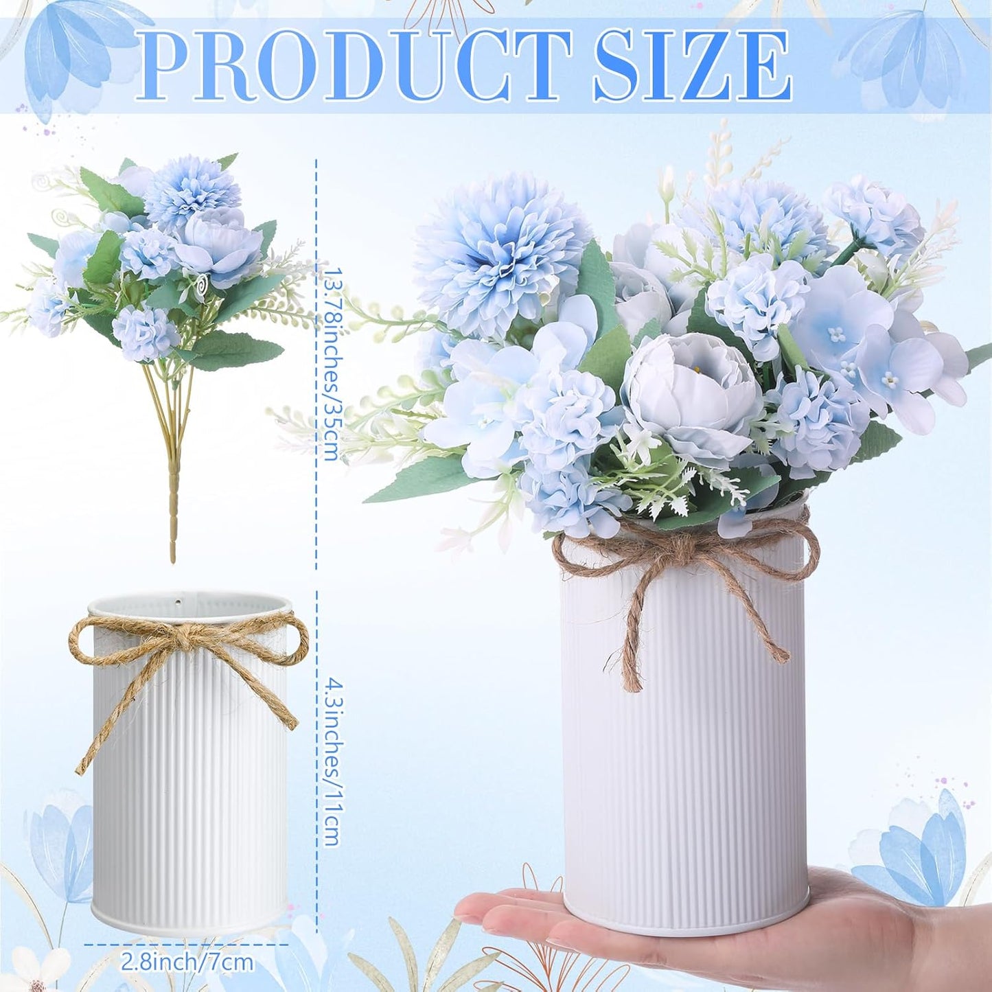 6 Sets Wedding Centerpiece for Table Decoration Yellow Artificial Fake Rose Flower with Metal Vase Faux Silk Rose Bouquet Floral Arrangement for Bridal Shower Home Dining