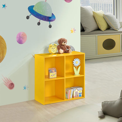 George 4-Cube Storage Organizer, 2-Tier Bookcase with Wood Shelves for Living Room, Bedroom, Nursery, or Home Office