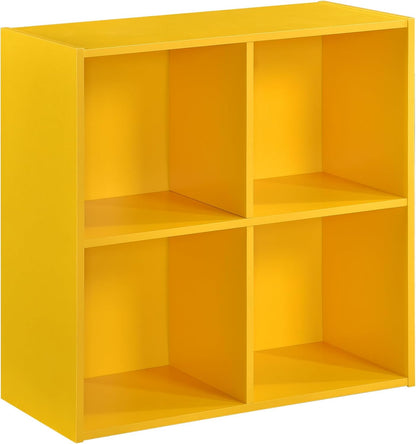 George 4-Cube Storage Organizer, 2-Tier Bookcase with Wood Shelves for Living Room, Bedroom, Nursery, or Home Office