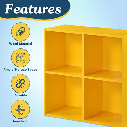 George 4-Cube Storage Organizer, 2-Tier Bookcase with Wood Shelves for Living Room, Bedroom, Nursery, or Home Office