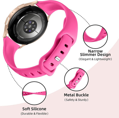 Compatible with Galaxy Watch 7 Band/Samsung Watch 7 6 5 Bands 40mm 44mm/Watch 5 Pro 45mm,20mm Soft Slim Silicone Band Compatible for Galaxy Watch 4 5 6 7 Active 2 Small Rose/Teal/Lavender/Yellow