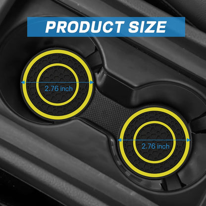 8PCS Car Accessories Set, Bling Leather Car Steering Wheel Cover with Armrest Pad, Seat Belt Cover Pads, Cup Holder Coasters, Gear Shift & Handbrake Covers, Auto Interior Accessories (Yellow)