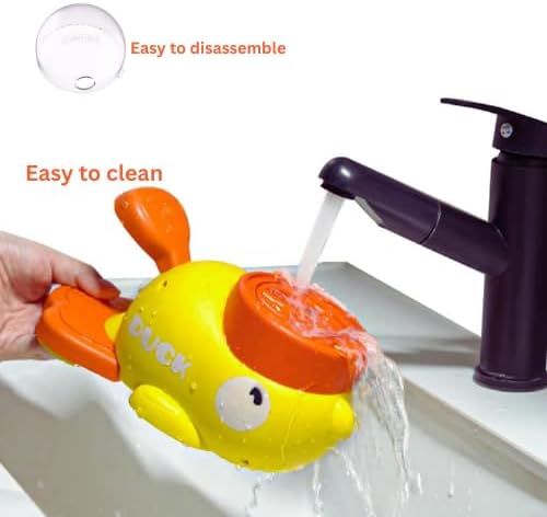 Interactive Dog Treat Dispenser Toy – Duck-Shaped Puzzle Feeder with Portion Control, Clear Dome & Airtight Lid for Small Medium Large Dogs – Slow Feeder Kibble Launcher – Yellow/Orange