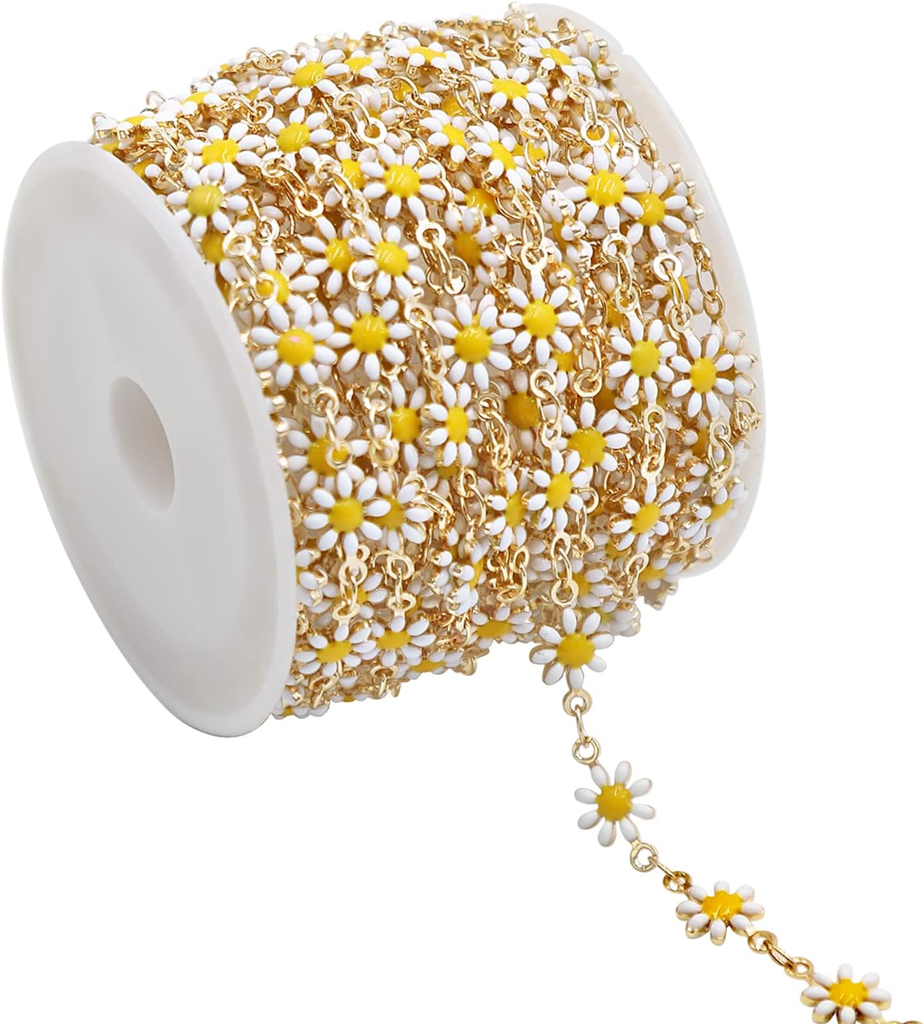 KYUNHOO 16.4FT Daisy Flower Link Chain Gold Plated Chain for Jewelry Making | Dainty Chain Bulk for Jewelry Craft DIY Finding Supplies KC Gold Brass Chain Spool with Jewelry Clasps