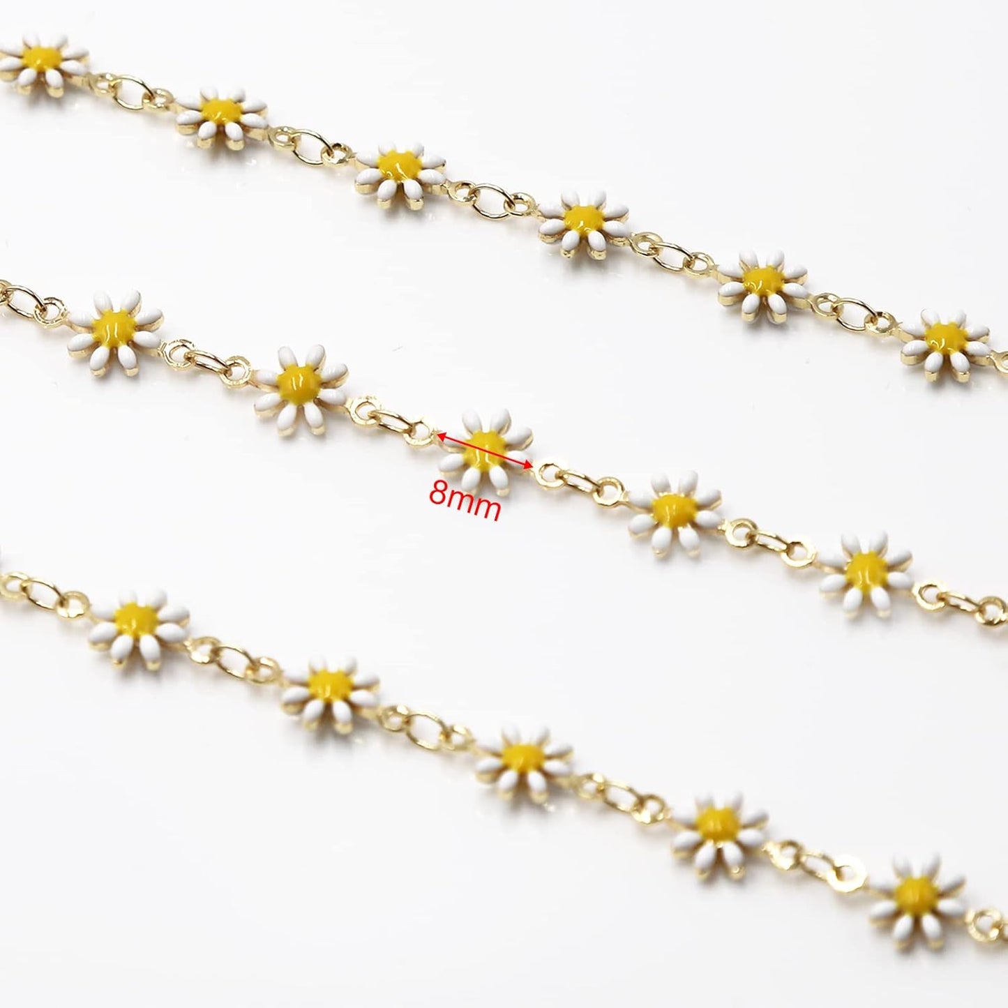 KYUNHOO 16.4FT Daisy Flower Link Chain Gold Plated Chain for Jewelry Making | Dainty Chain Bulk for Jewelry Craft DIY Finding Supplies KC Gold Brass Chain Spool with Jewelry Clasps