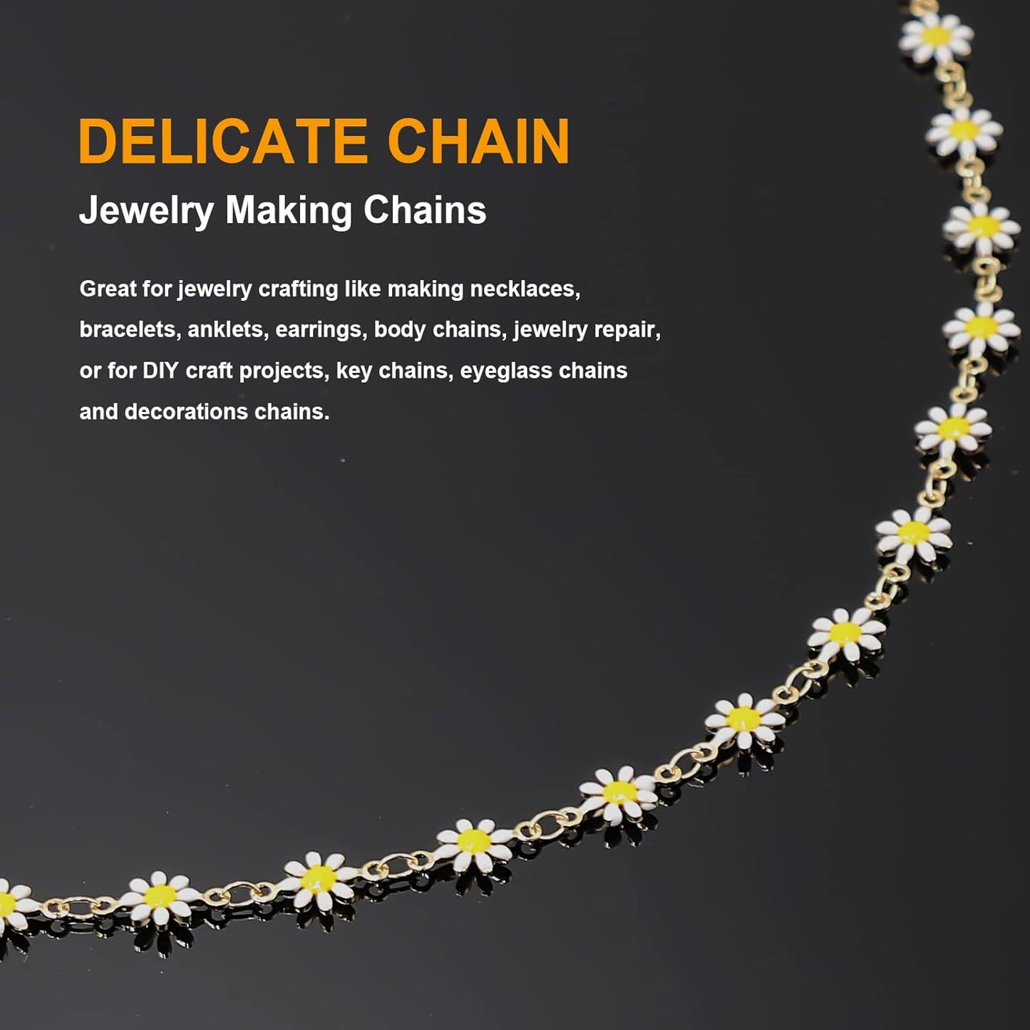 KYUNHOO 16.4FT Daisy Flower Link Chain Gold Plated Chain for Jewelry Making | Dainty Chain Bulk for Jewelry Craft DIY Finding Supplies KC Gold Brass Chain Spool with Jewelry Clasps