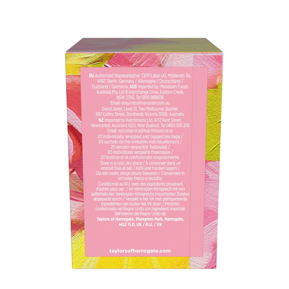 Rose Lemonade Infusion Individually Wrapped Bags, 20 Count (Pack of 1), Zingy, Refreshing and Fragrant, Caffeine-Free, Enjoy Hot or Iced, 20 Teabags