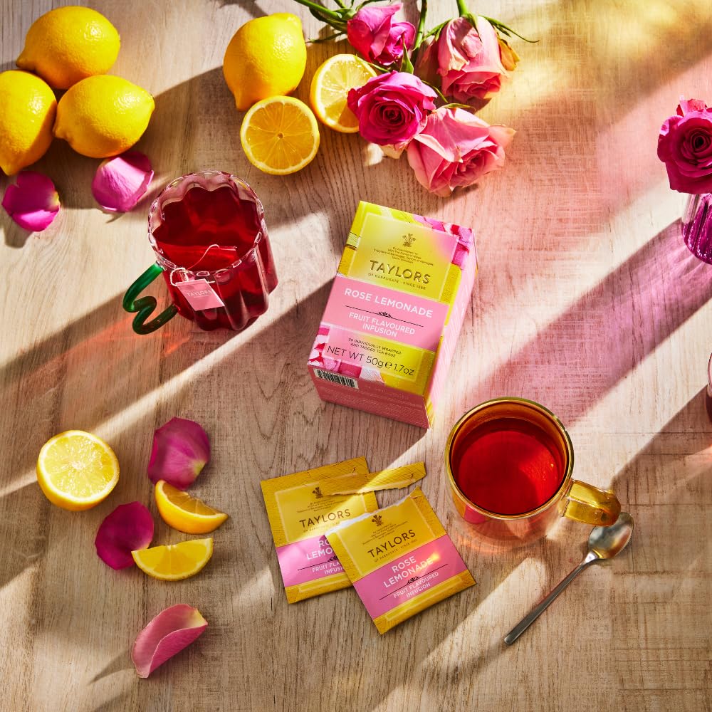 Rose Lemonade Infusion Individually Wrapped Bags, 20 Count (Pack of 1), Zingy, Refreshing and Fragrant, Caffeine-Free, Enjoy Hot or Iced, 20 Teabags