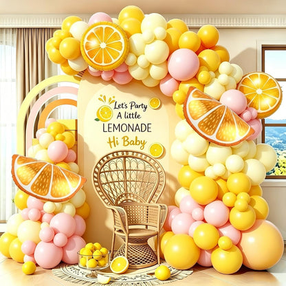Lemon Balloon Arch Garland Kit - Light Pink and Yellow Balloon Arch Garland Kit with Lemon Foil Ballons for Lemon Party Birthday Baby Bridal Shower Decor