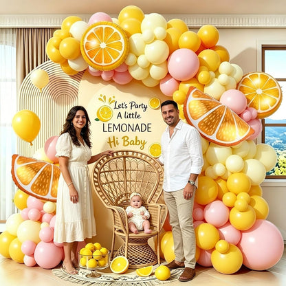 Lemon Balloon Arch Garland Kit - Light Pink and Yellow Balloon Arch Garland Kit with Lemon Foil Ballons for Lemon Party Birthday Baby Bridal Shower Decor
