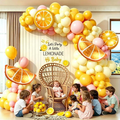 Lemon Balloon Arch Garland Kit - Light Pink and Yellow Balloon Arch Garland Kit with Lemon Foil Ballons for Lemon Party Birthday Baby Bridal Shower Decor