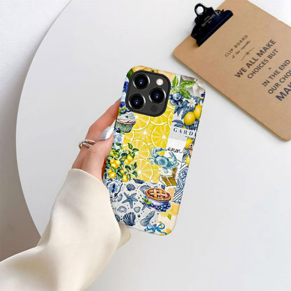 Compatible with iPhone 16 Pro,Durable & Shockproof Phone Case Cover Design - Collage Lemons Blueberries Shells